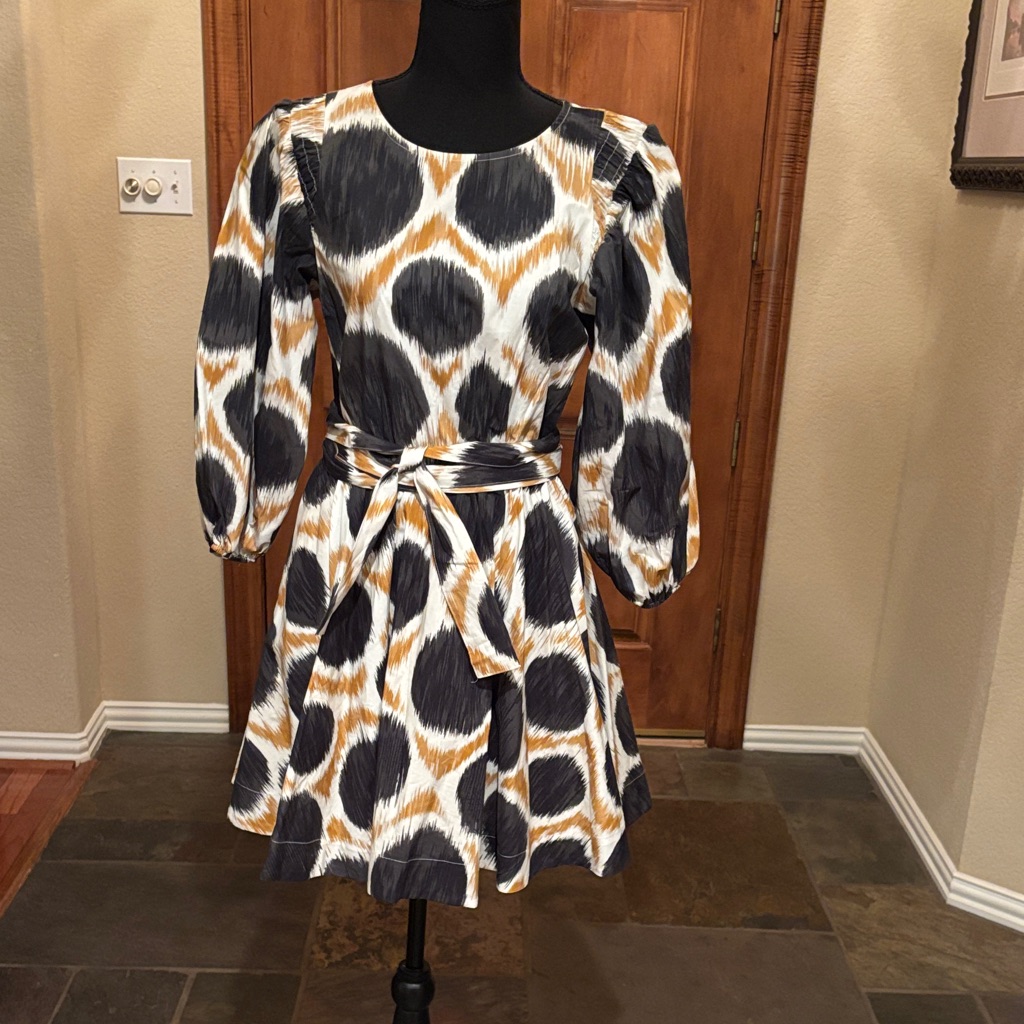 Maeve Black And Orange Patterned Mini Dress